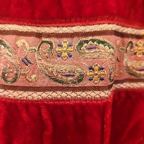 Vintage Italian Velvet Midi Skirt Pink Paisley Metallic Trim - Picture 3 of 9